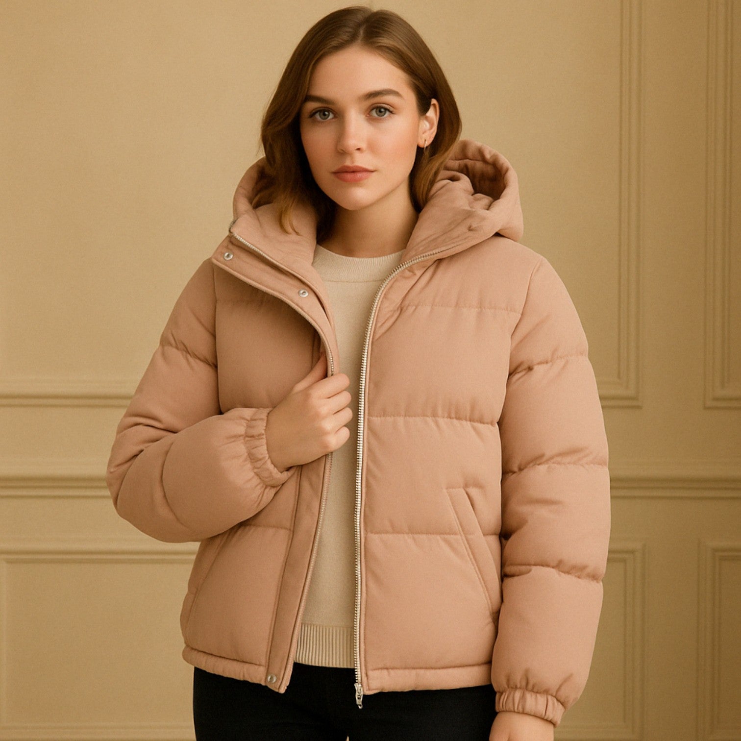 Emerson| Giacca con cappuccio casual con zip - - Bequeme Passform Frauen Frauen Jacke Jacke Lässig Mode Stilvoll StilvolleJacke - Concept Palermo
