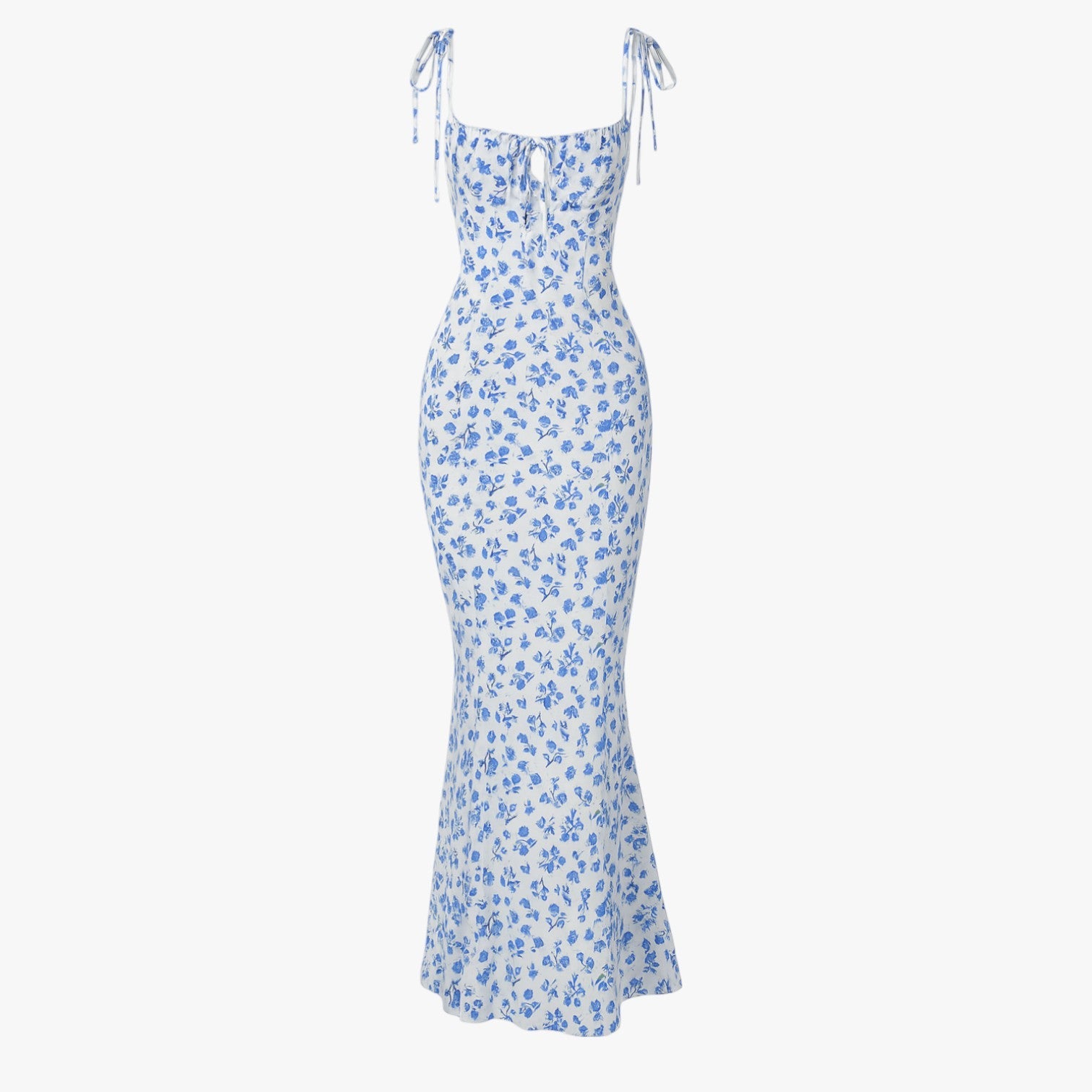 Siena | Elegante abito da spiaggia con stampa floreale in forma bodycon - Azzurro - - Concept Palermo
