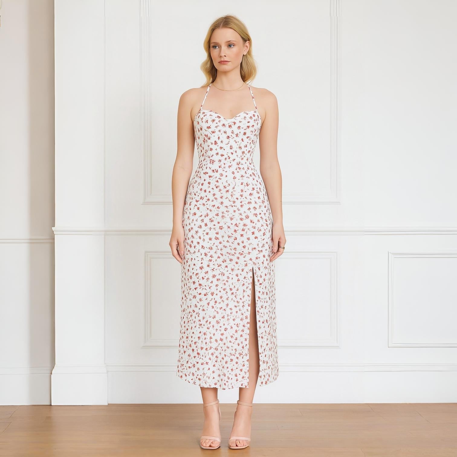 Sofia | Elegante abito da sera in pizzo senza schiena con scollo a halter - - - Concept Palermo