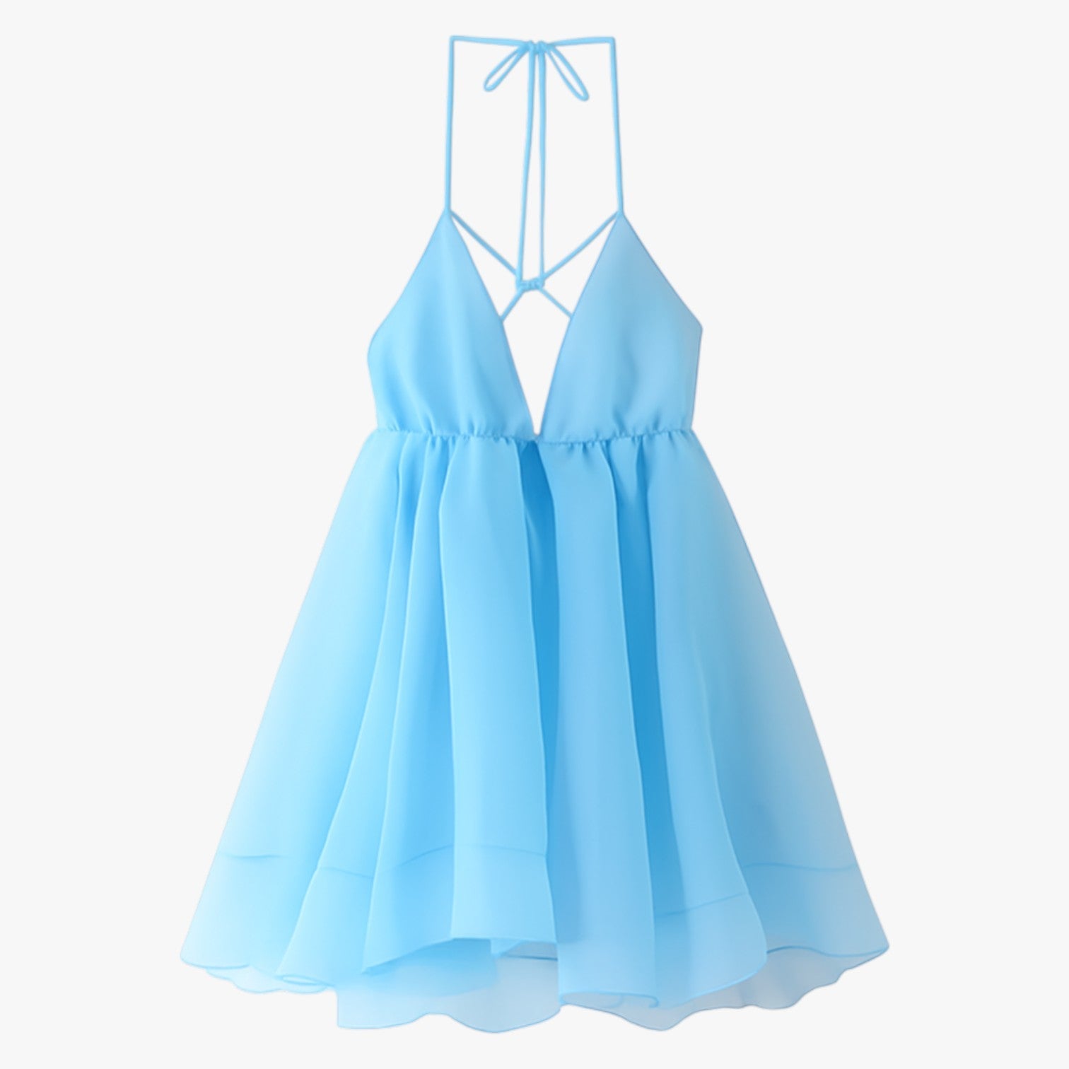 Alma | Vestito estivo con schiena aperta e bordo plissettato - Himmelblå - - Concept Palermo