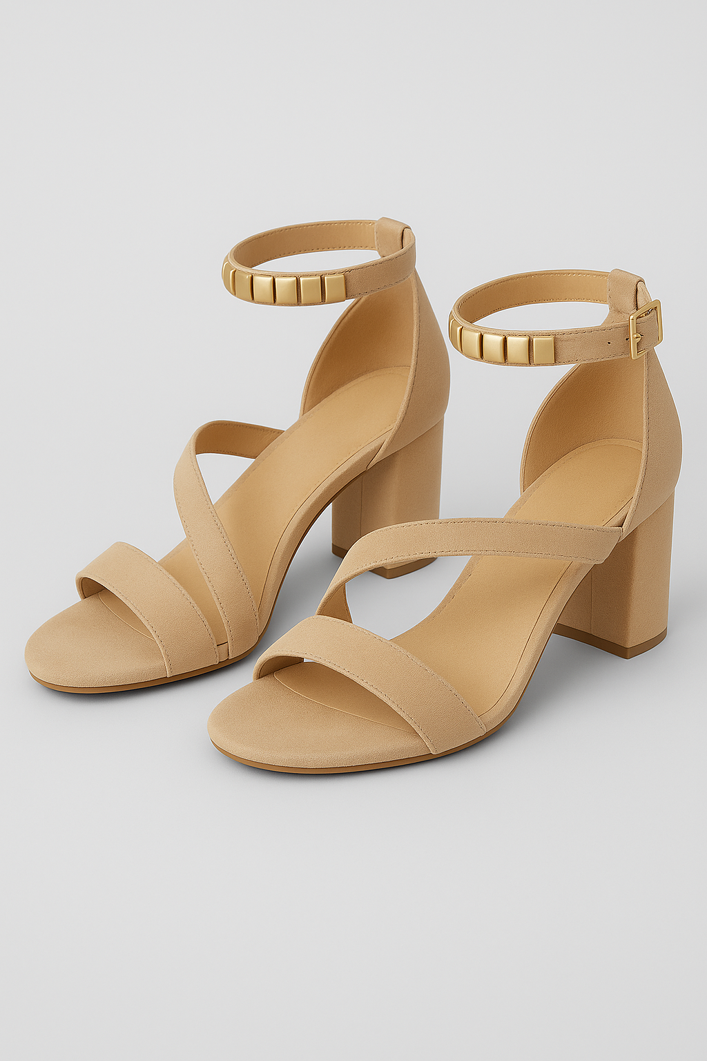 Myrna | Sandali eleganti con cinturini sovrapposti e tacco blocco - Beige - Frauen Sandalen SPRING - Concept Palermo