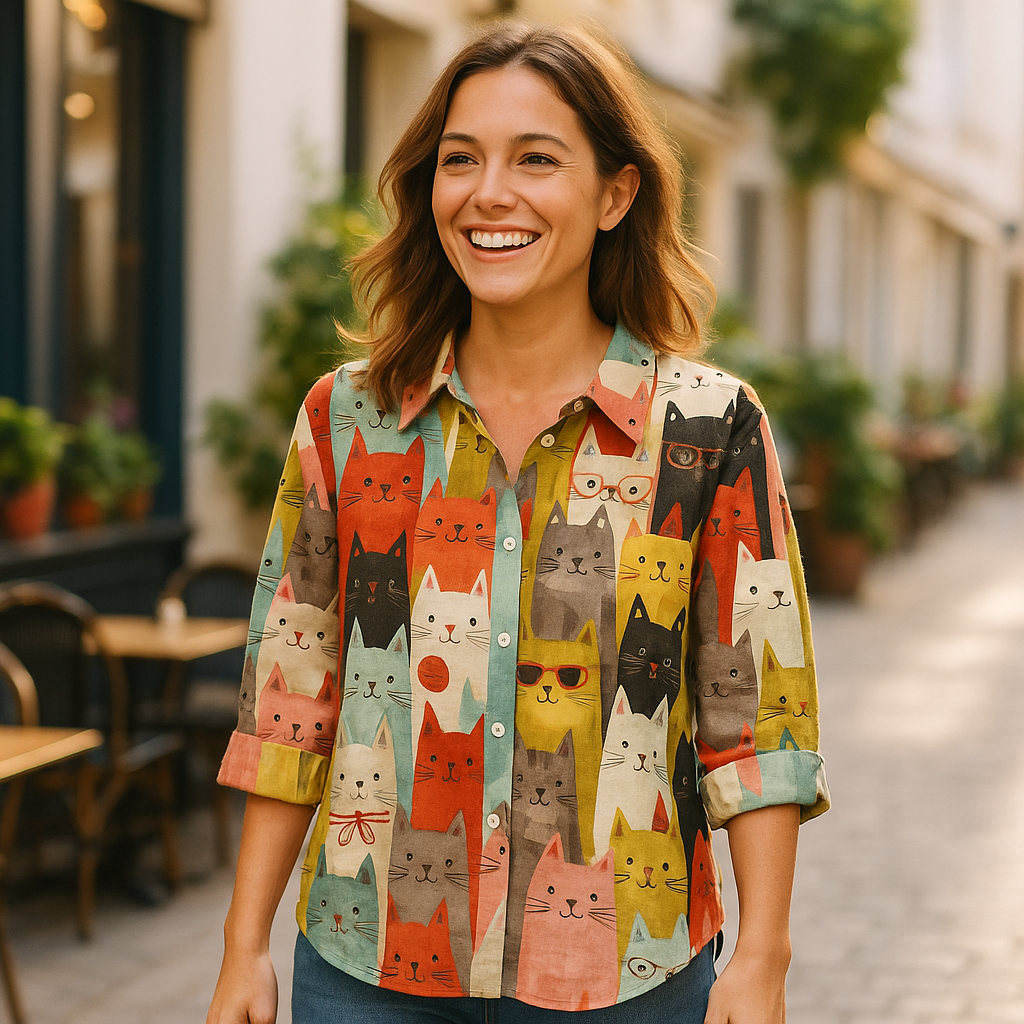 Jane | Camicia con stampa grafica - elegante e accattivante - - camicia con stampa grafica camicia donna camicia moderna look da ufficio moda donna - Concept Palermo