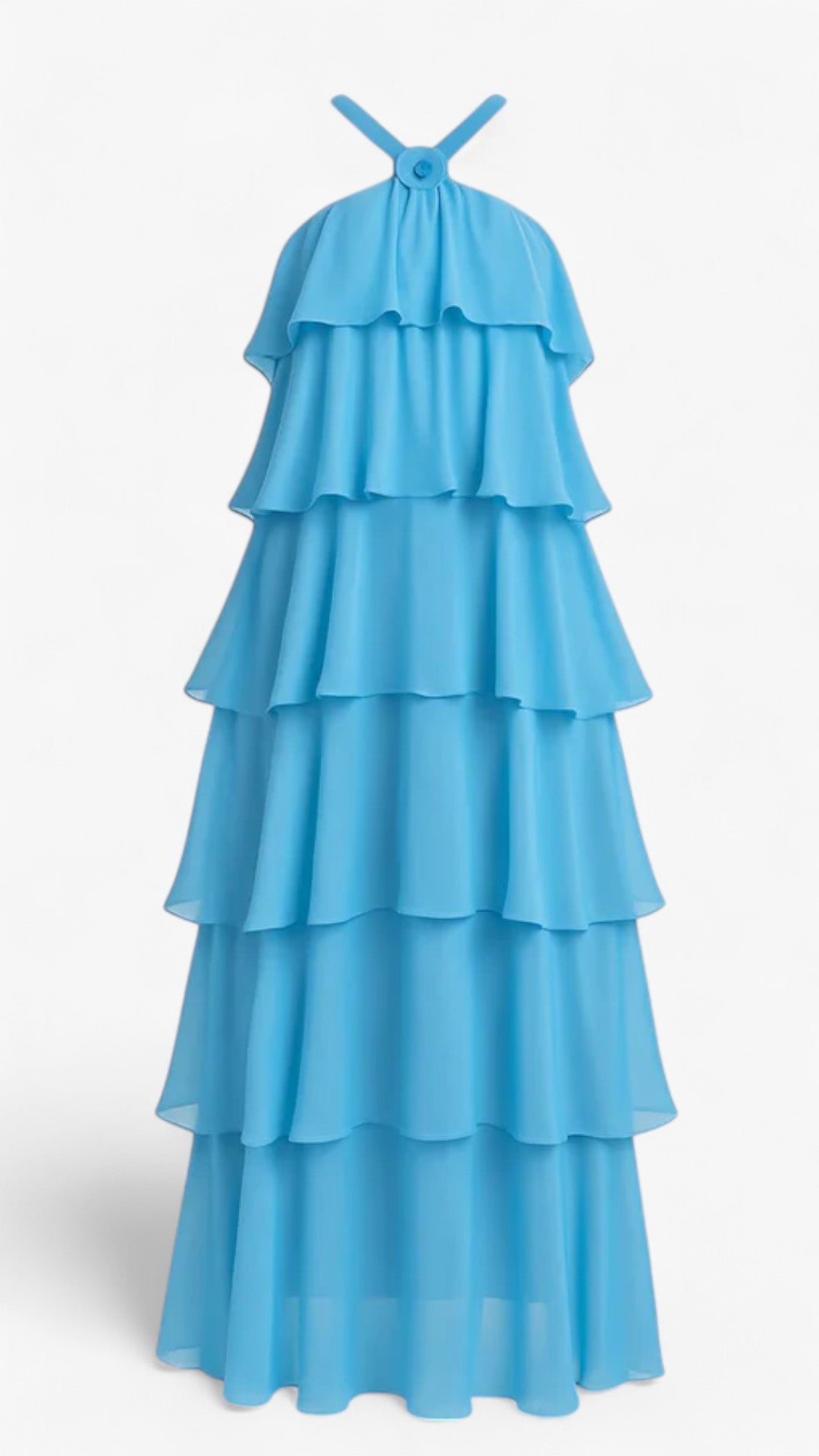 Isabeau | Vestito a collo alto a strati con fiori 3D - Blu - casual dresses Dresses - Concept Palermo