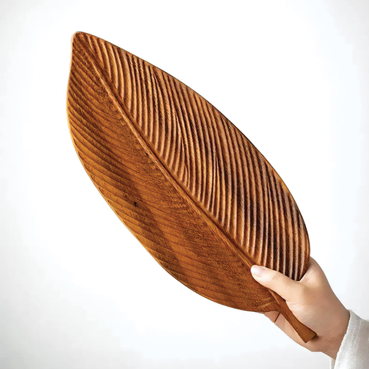 Elegante vassoio da portata in noce scuro con design di foglie dettagliato – Trasforma il tuo intrattenimento in qualcosa di speciale! - - Decor Kitchen Tableware - Concept Palermo