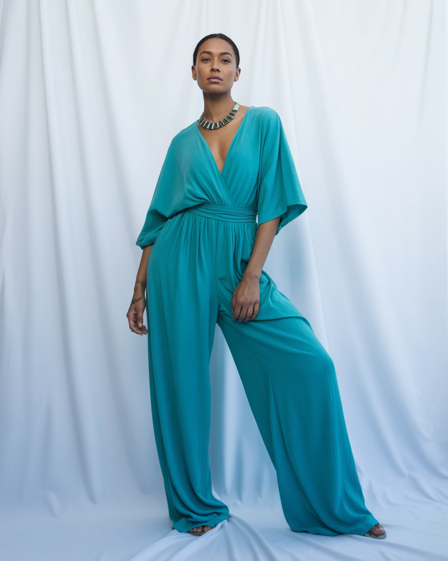 Dorothy | Elegante tuta da donna - - abbigliamento casual abbigliamento donna completo elegante jumpsuit con tasche jumpsuit con V-ausschnitt jumpsuit da cerimonia jumpsuit elegante jumpsuit estivo moda femminile taglio ampio delle gambe - Concept Palermo