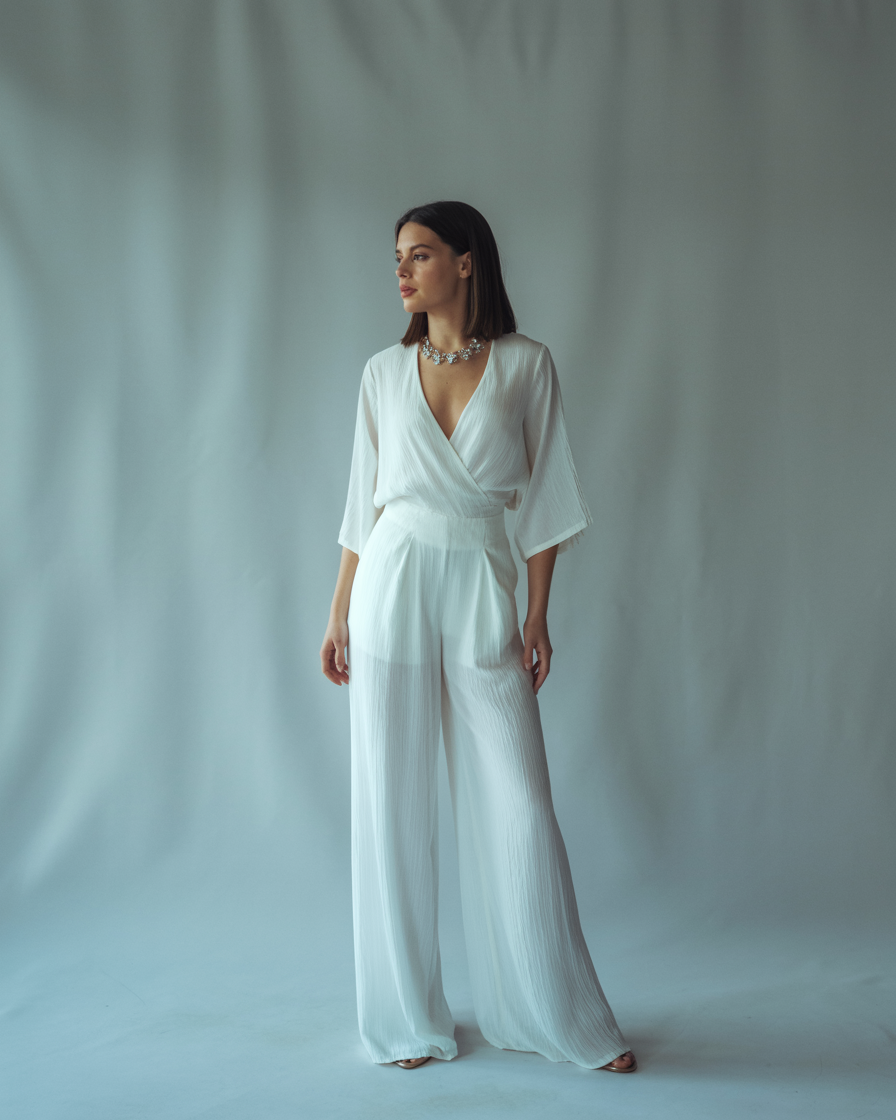 Dorothy | Elegante tuta da donna - - abbigliamento casual abbigliamento donna completo elegante jumpsuit con tasche jumpsuit con V-ausschnitt jumpsuit da cerimonia jumpsuit elegante jumpsuit estivo moda femminile taglio ampio delle gambe - Concept Palermo