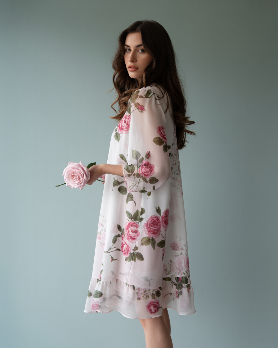Eliza | Abito Donna Chiffon Elegante con Petali Rosso - Bianco+Bianco (Ulteriore sconto di per due pezzi) - abbigliamento alla moda abito da sera abito elegante chiffon rosso design floreale outfit elegante silhouette A-line spalline regolabili vestito estivo vestito leggero - Concept Palermo