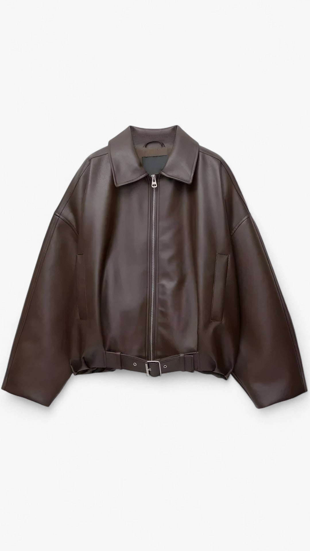 Erica | Giacca in pelle corta da studio con cintura - Marrone - black jacket brown jacket jacket - Concept Palermo