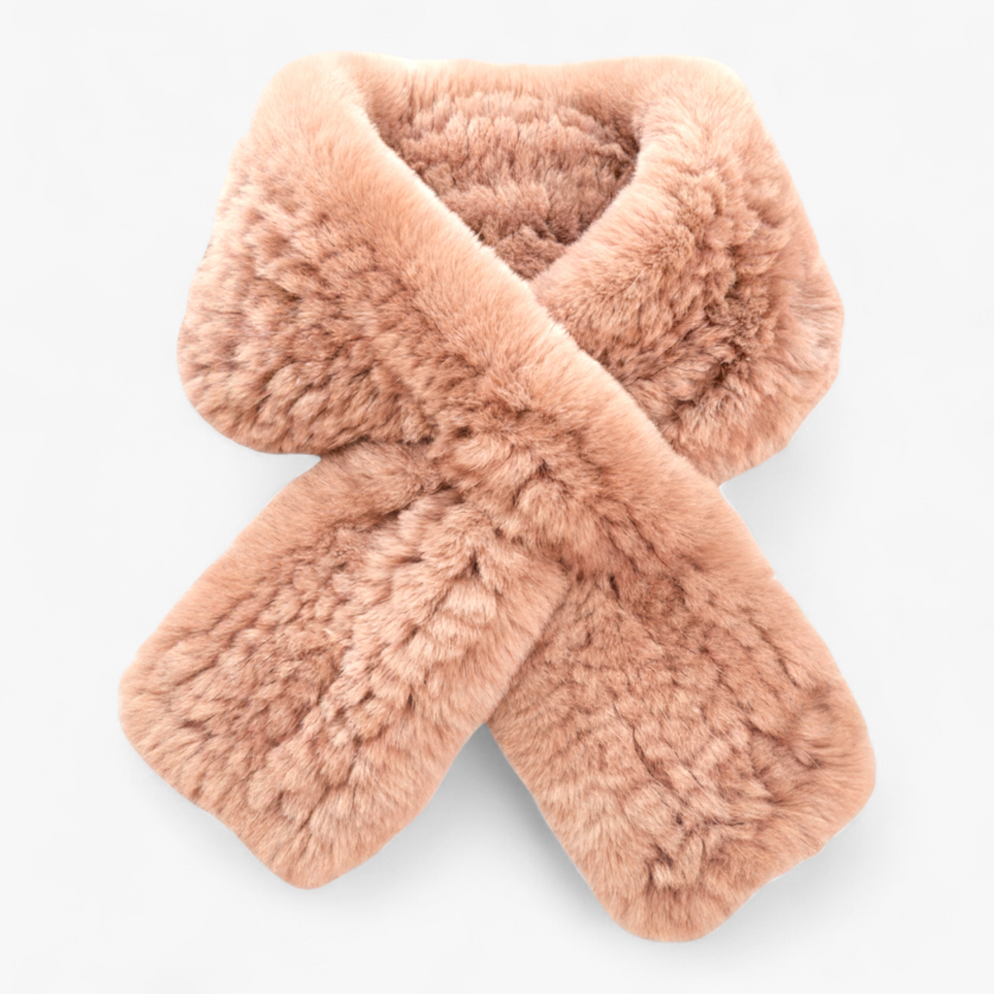 Arabella | Sciarpa di Pelliccia per Donne Elegante - Rosa Beige Lunghezza 88cm - accessorio elegante moda invernale pelliccia di coniglio rex sciarpa calda sciarpa corta sciarpa di lusso sciarpa di pelliccia sciarpa invernale sciarpa naturale - Concept Palermo