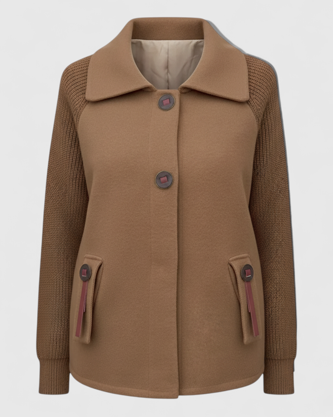 Serena | Giacca Invernale Donna Casual con Collo Alto - Camel - giacca autunno inverno giacca casual giacca collo alto giacca comoda giacca con tasche giacca donna giacca elegante - Concept Palermo