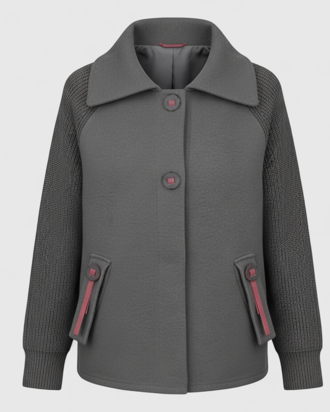 Serena | Giacca Invernale Donna Casual con Collo Alto - Grigio Scuro - giacca autunno inverno giacca casual giacca collo alto giacca comoda giacca con tasche giacca donna giacca elegante - Concept Palermo