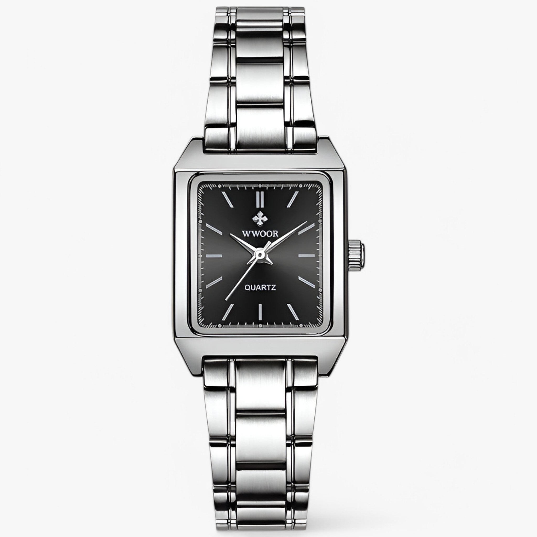Isabelle | Orologio rettangolare di lusso con diamanti - Acciaio Nera - watch for women - Concept Palermo