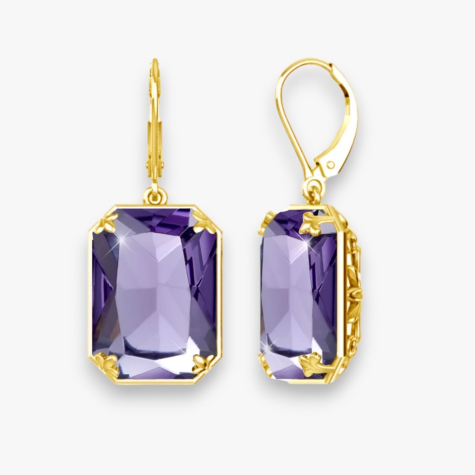 Amelia | Orecchini a Pendente in Topazio Blu – Oro e Argento Sfolgorante - Ametista - Accessories Jewelry EARRINGS - Concept Palermo