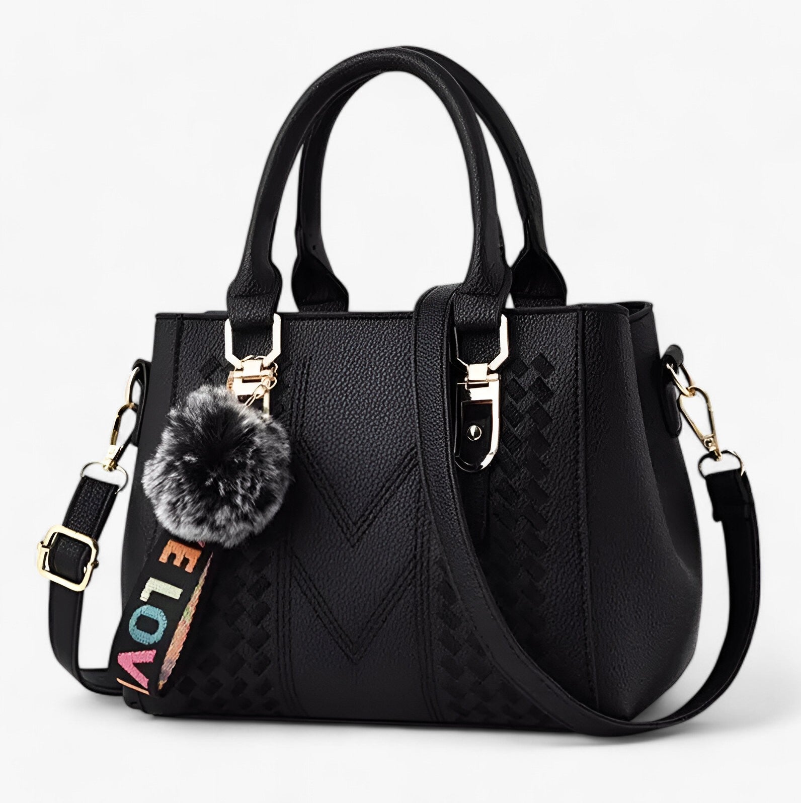 Lena | Borsa messenger in pelle elegante con morbido pompon - - bag casual bag Gift Gifts for women Handbag women bags womens fashion - Concept Palermo