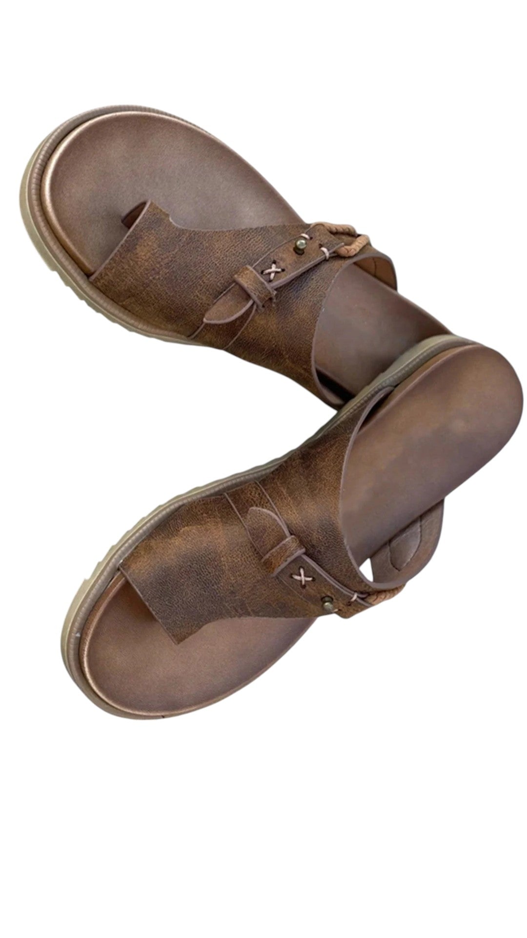 Elisa | Sandali artigianali in pelle con fascia incrociata e anello per il dito - - Accessoires Dames Sandalen Schoenen - Concept Palermo