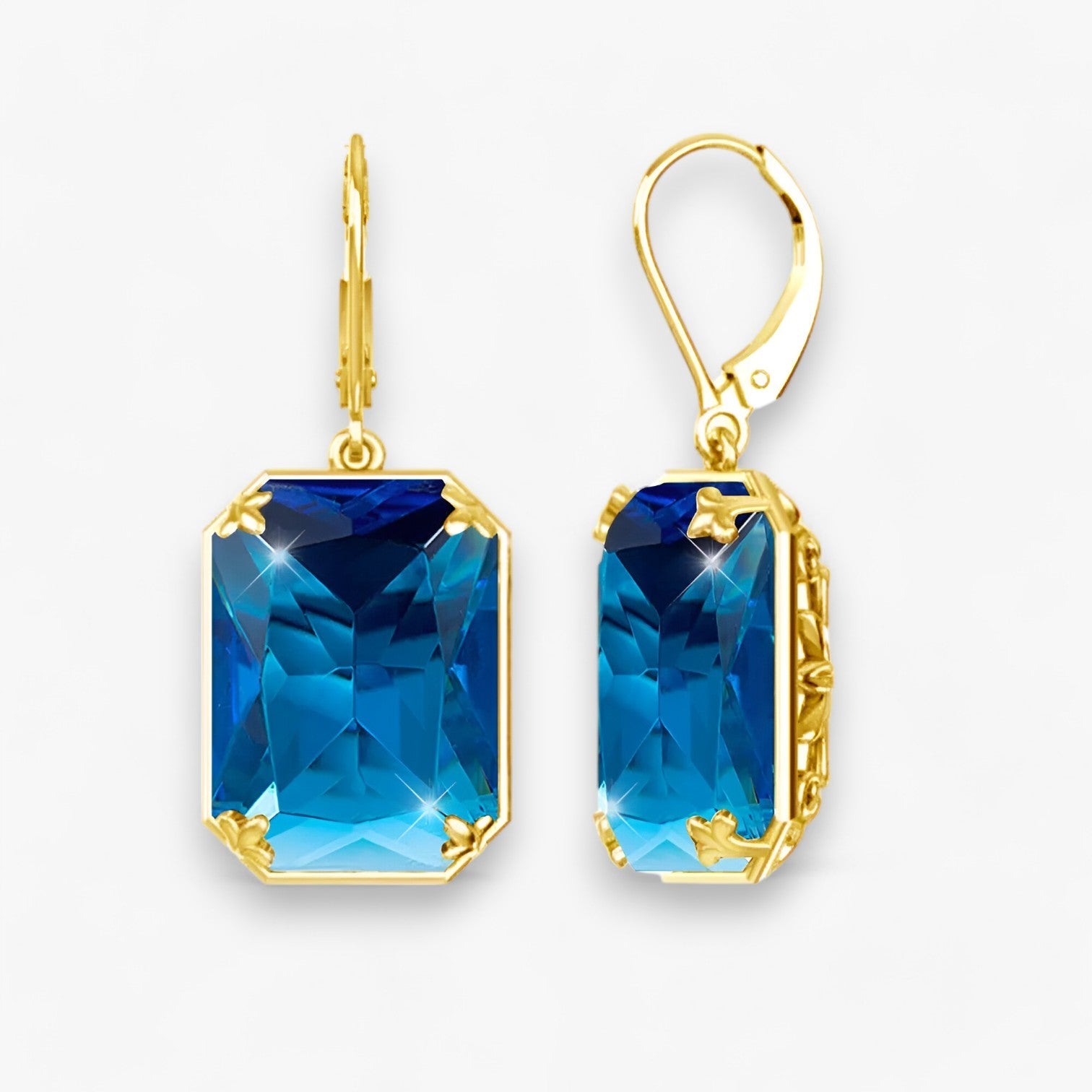 Amelia | Orecchini a Pendente in Topazio Blu – Oro e Argento Sfolgorante - - Accessories Jewelry EARRINGS - Concept Palermo