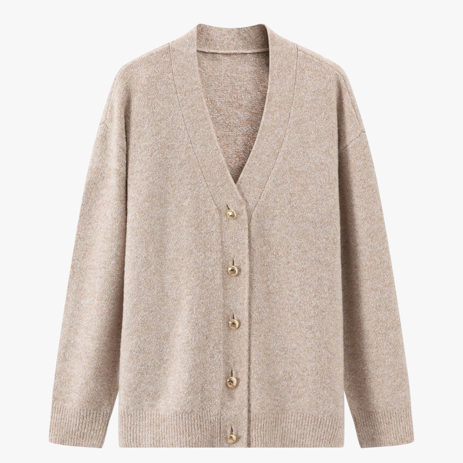 Zoe | Cardigan oversize chic da donna, caldo e morbido, con scollo a V - Color khaki - Sweater sweater women sweaters sweaters & cardigans - Concept Palermo