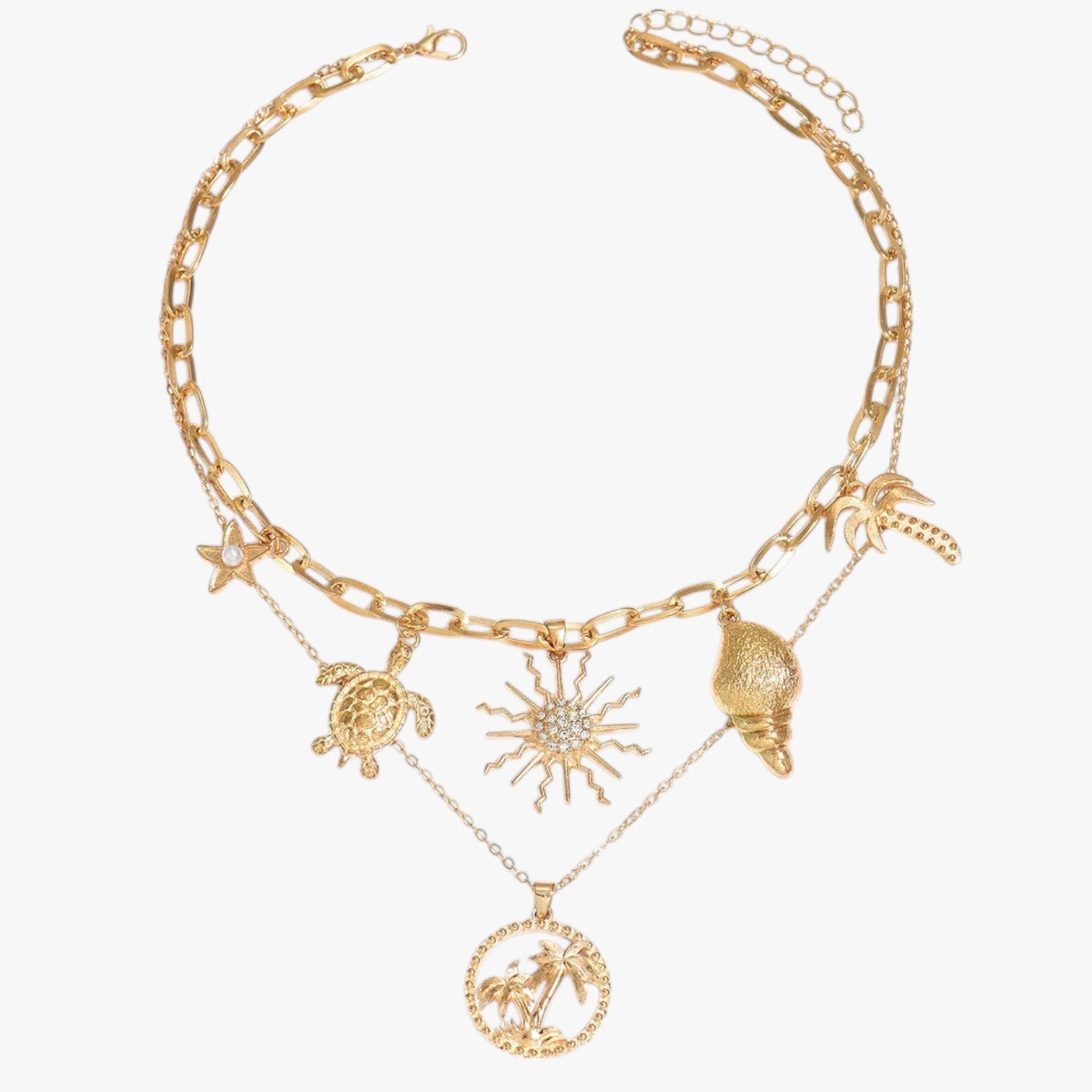 Lina | Collana estiva minimale con conchiglia e stella marina - Oro 37+5cm alla moda - elegant womens necklaces Fashion Necklaces necklace Necklaces for Women - Concept Palermo