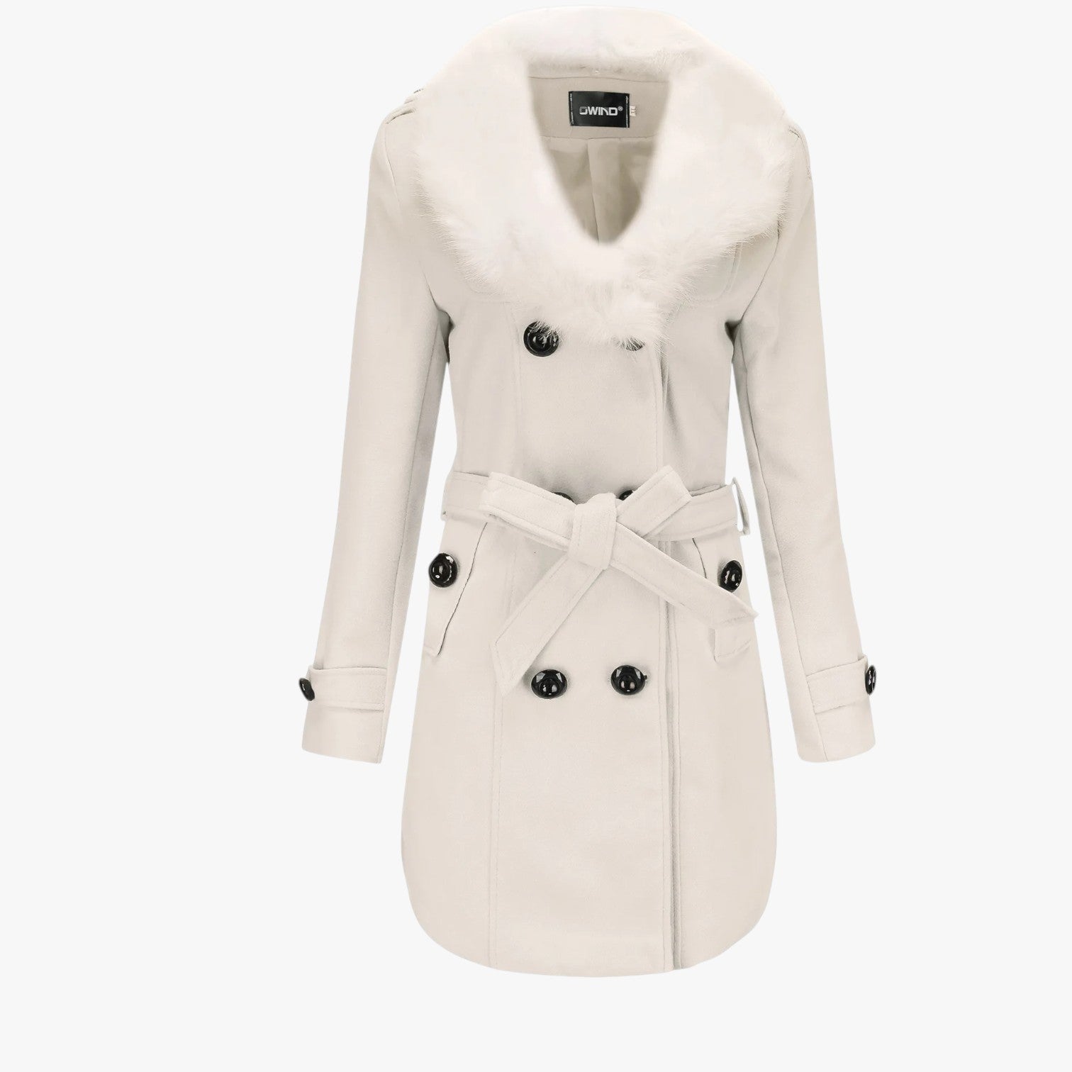 Jenna | Cappotto lungo in lana con collo in pelliccia: eleganza e calore per l'inverno - Bianco - coats coats for women female coat - Concept Palermo
