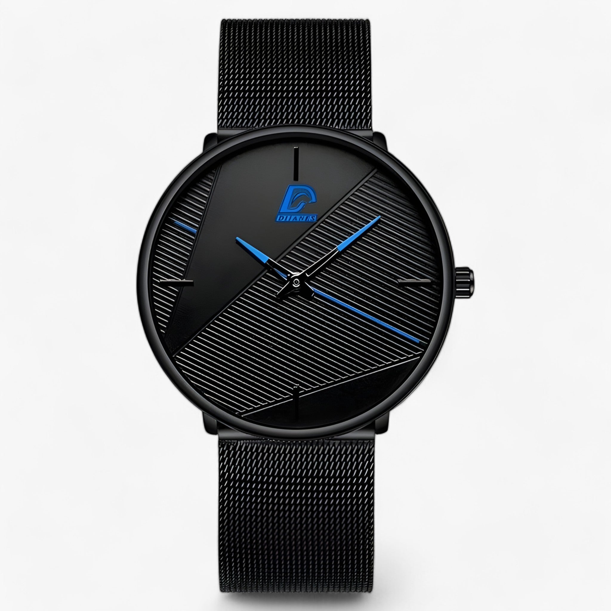 Baptiste | Ultra-tunn Quarzo - Minimalista e Stiloso - Mesh Nero Blu - - Concept Palermo