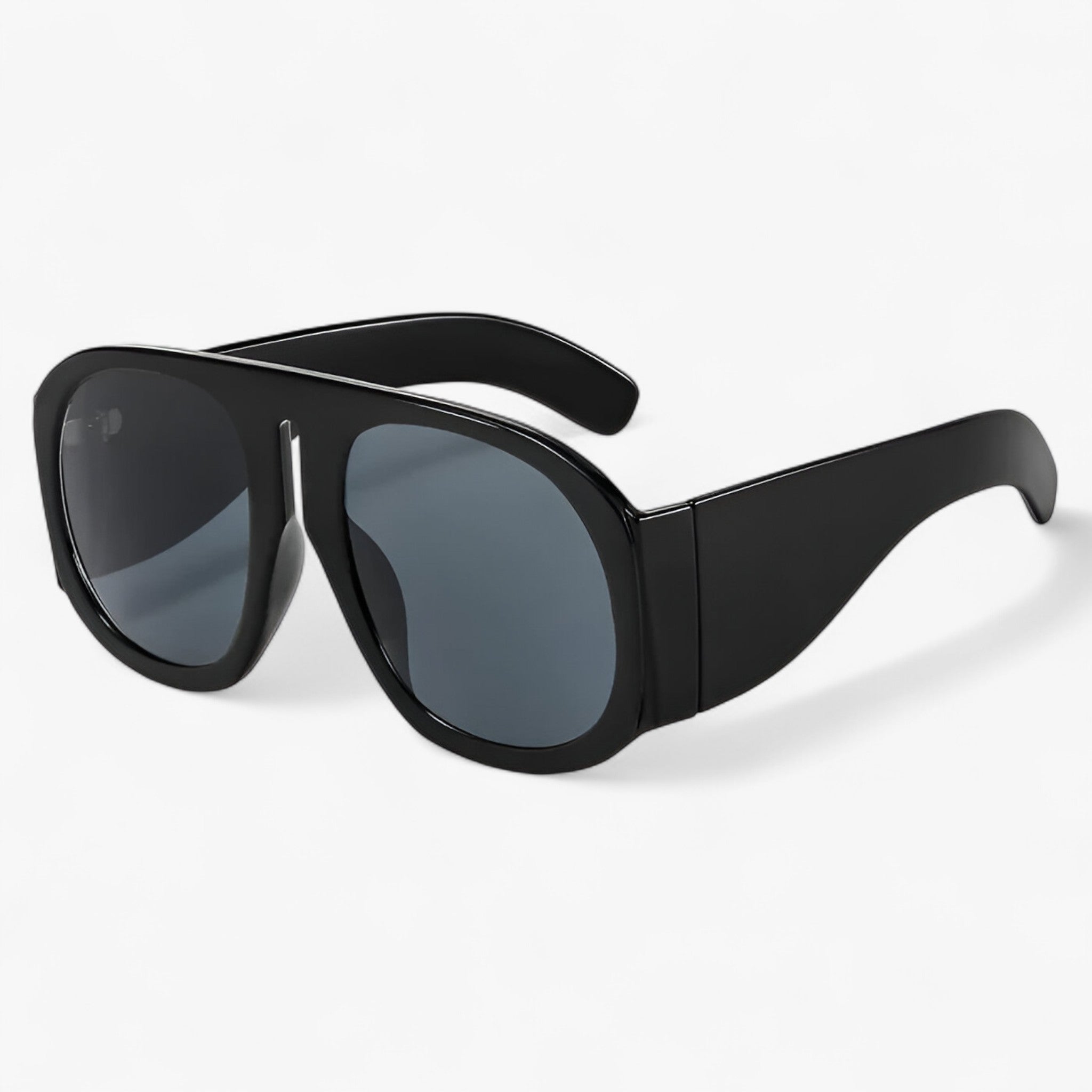 Lorenzo | Occhiali da sole rotondi oversize dallo stile retrò - Nero Doppio Grigio 1pcs - mens sunglasses Polarized man sunglasses Sunglasses sunglasses polarized men - Concept Palermo