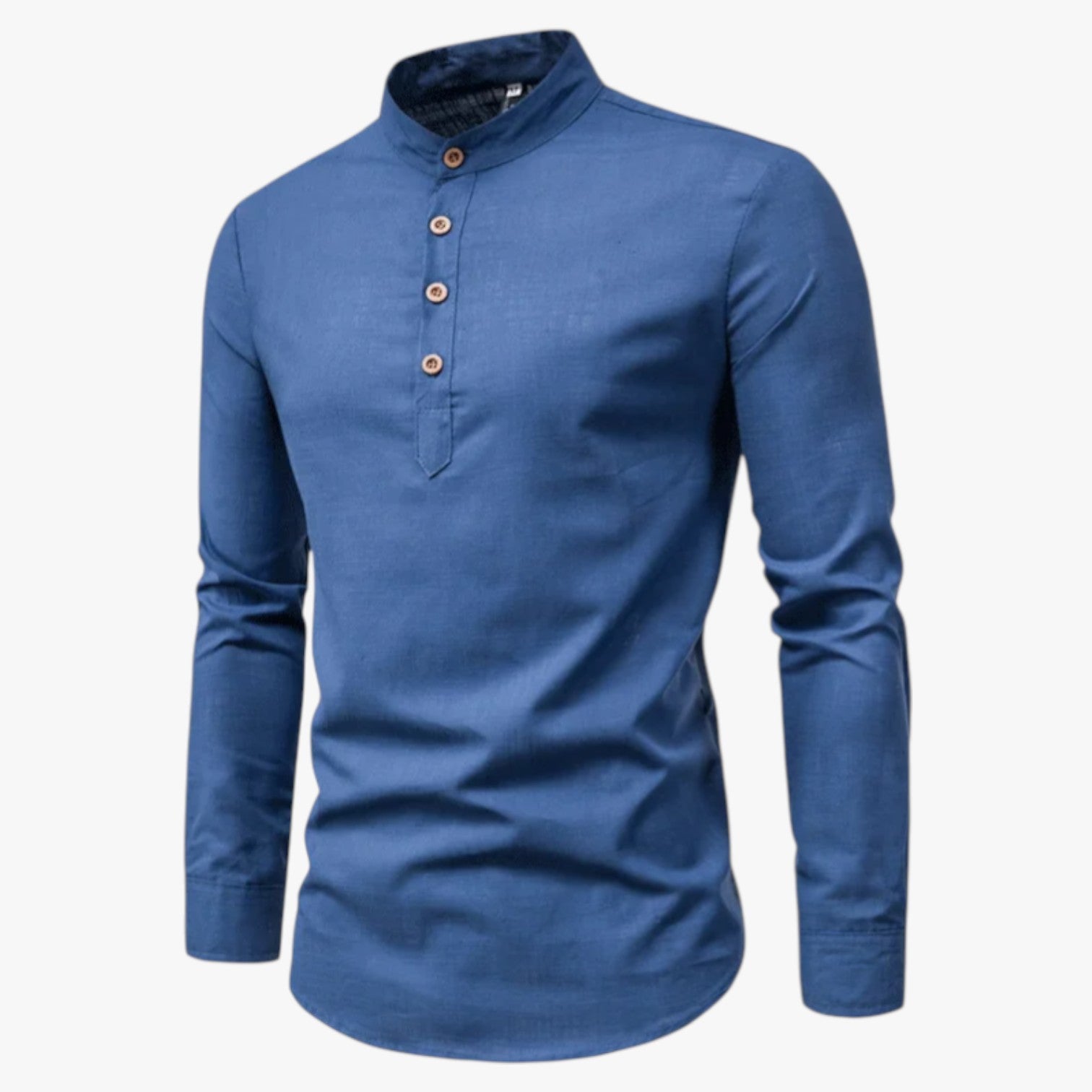 Railey | Camicia da uomo in cotone e lino - Freschezza primaverile con stile casual - Blu - men's top Tops - Concept Palermo