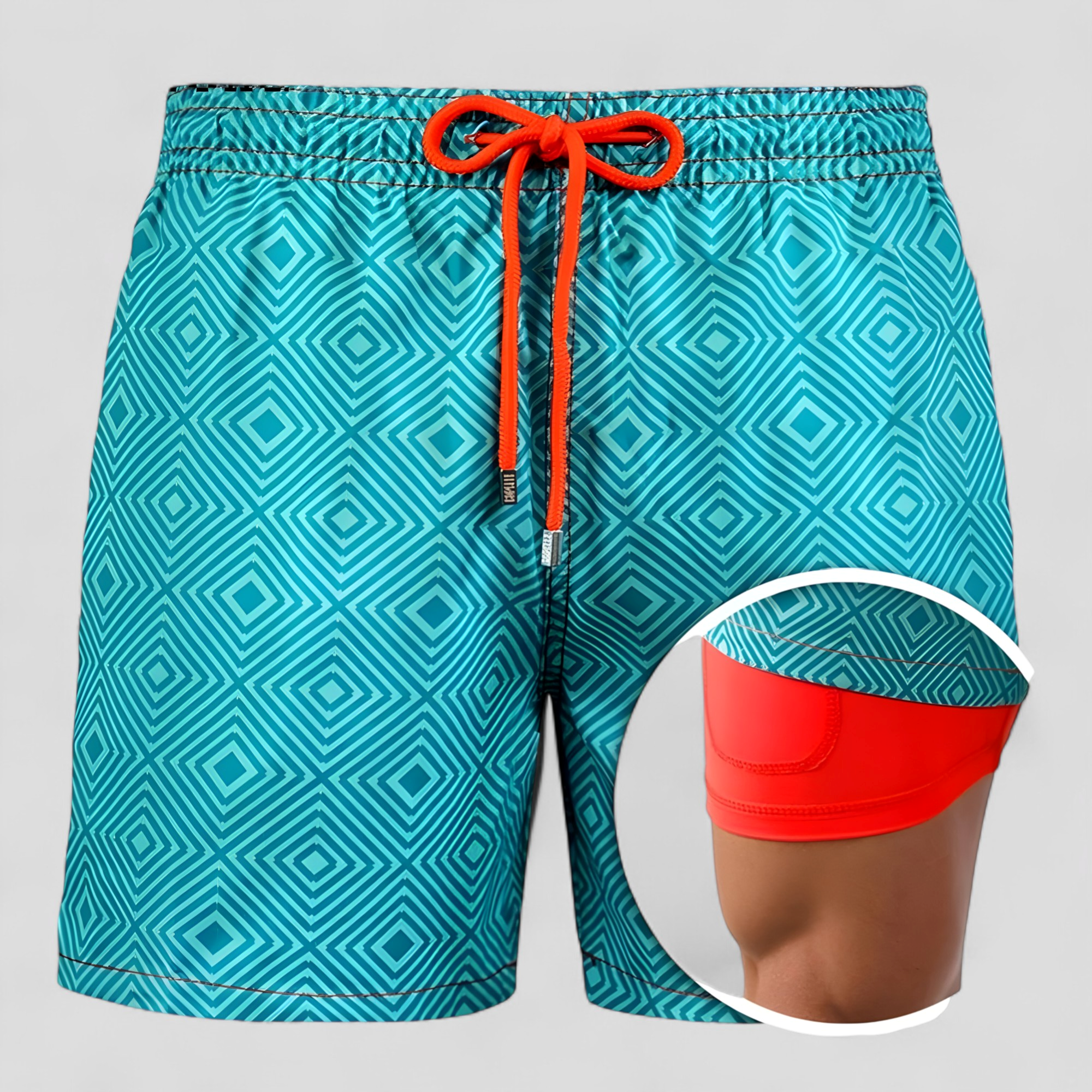 Cesare | Costume Uomo Asciugatura Rapida con Tasche - Verde 2 - abbigliamento mare cintura con cordino costume da bagno costume da bagno rapido costume da bagno uomo costume elegante costume per attività acquatiche nuoto e sport acquatici shorts da nuoto tasca interna costume - Concept Palermo