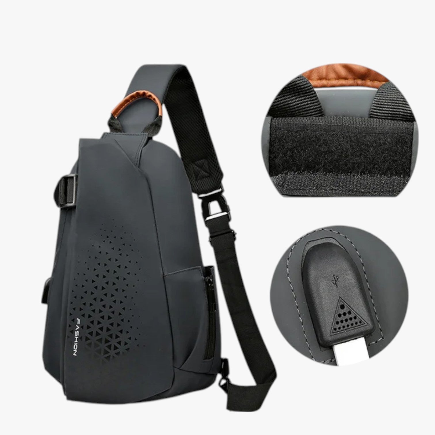 Borsa a tracolla impermeabile Dominick con USB: stile e ricarica sempre con te - - Bags mens bag - Concept Palermo