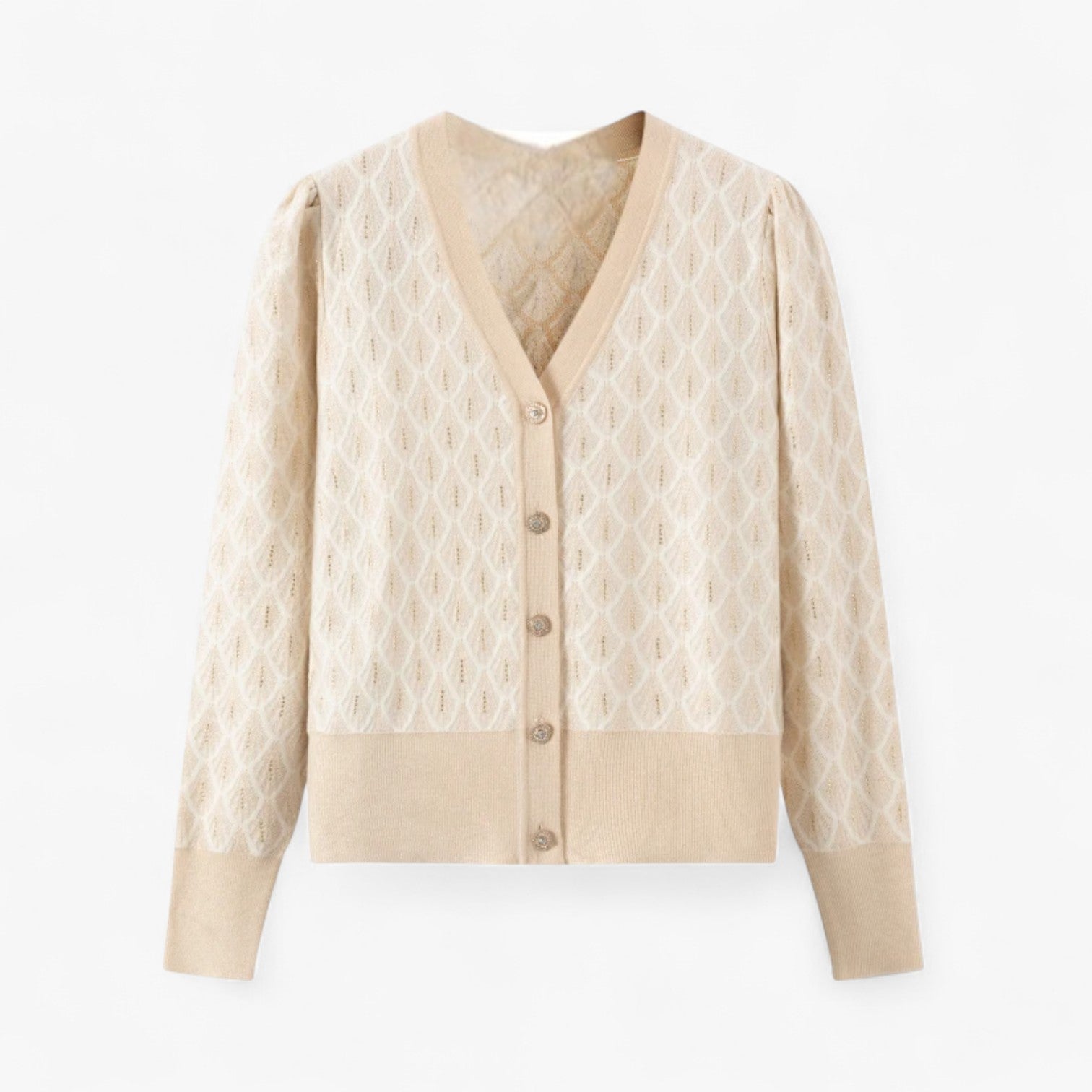 Alora | Cardigan con paillettes da donna: eleganza traspirante e stile casual - Beige - Sweater sweater women sweaters & cardigans - Concept Palermo