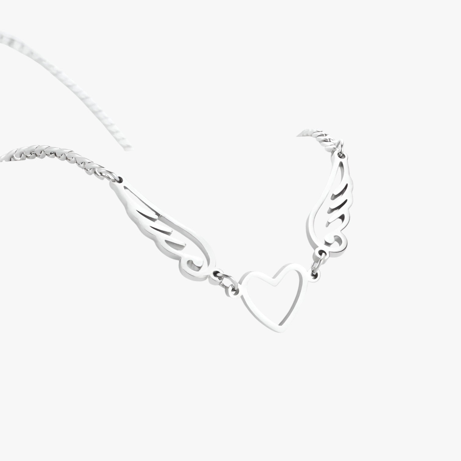 Sherry | Collana in acciaio inossidabile a forma di cuore e ali d'angelo di Skyrim - - Necklace NECKLACES Necklaces for Women - Concept Palermo