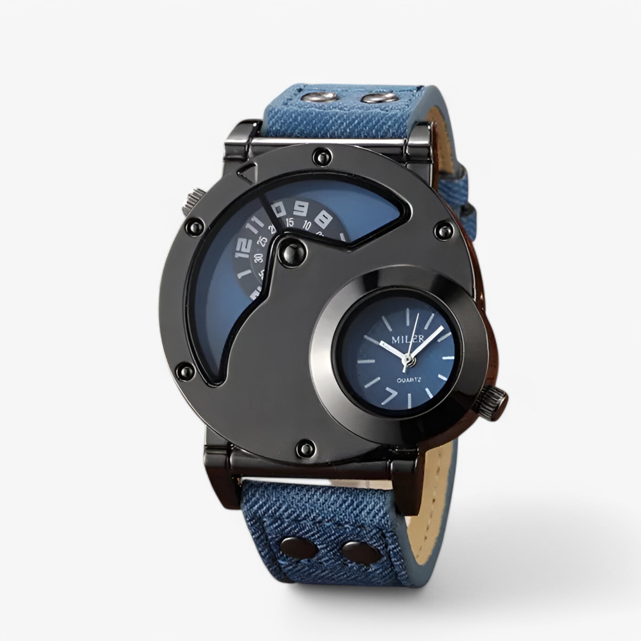 Ajax – Orologio da Uomo in Stile Cowboy con Doppio Fuso Orario - Blu - mens watch watch for men - Concept Palermo