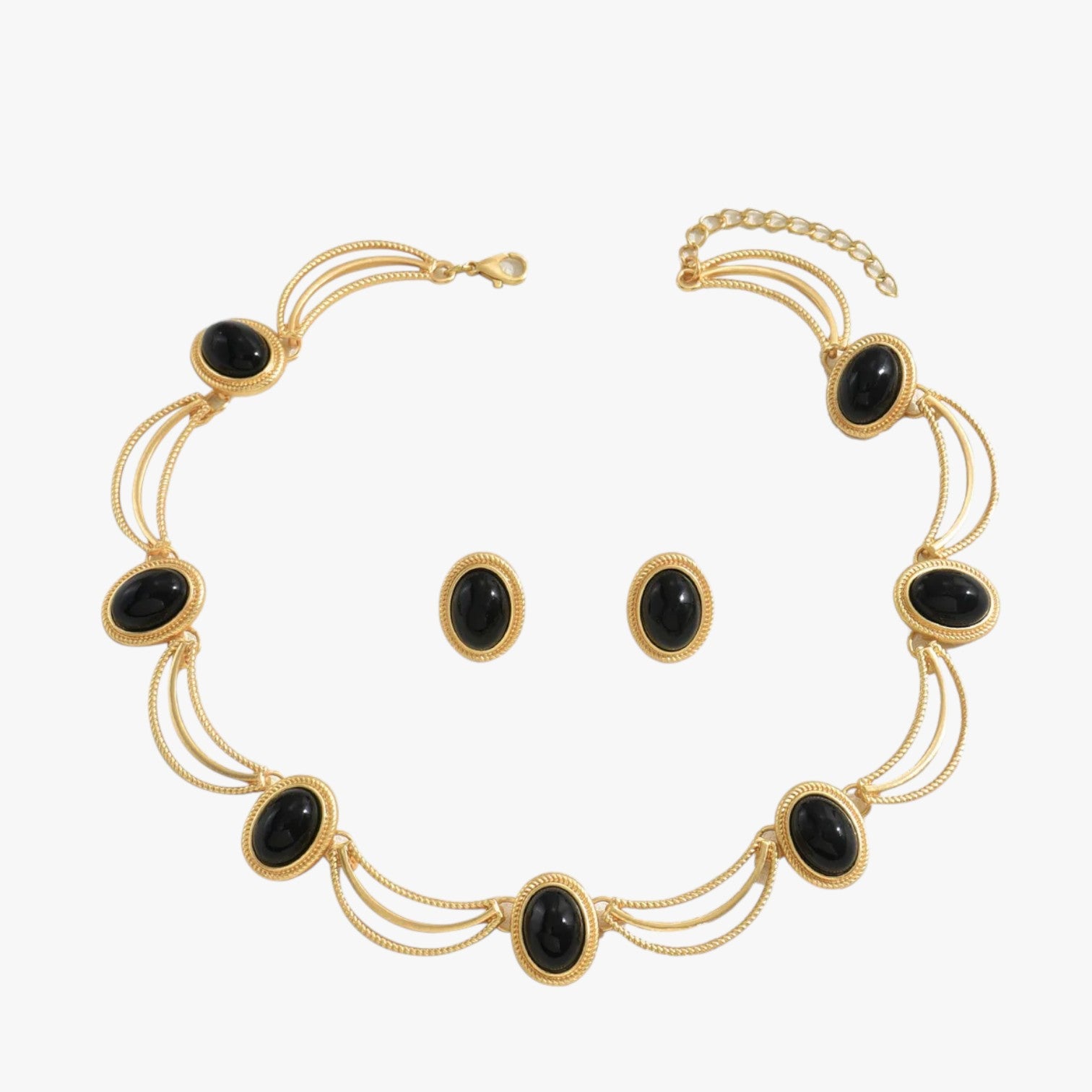 Casey | Collana e orecchini con ciondolo regale in stile retrò - Nero - elegant womens necklaces necklace Necklaces for Women - Concept Palermo