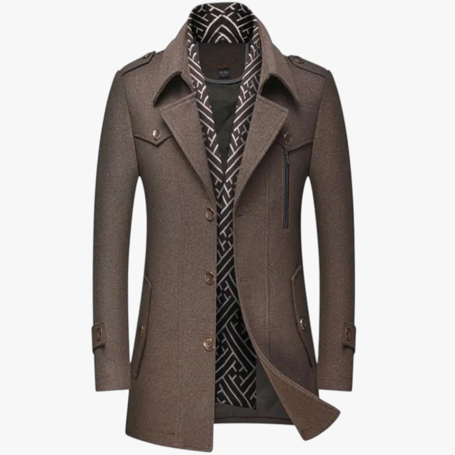Dalton | Eleganza e calore - Cappotto lungo in lana per l'inverno - Caffè - coat men coats Jackets & Coats - Concept Palermo