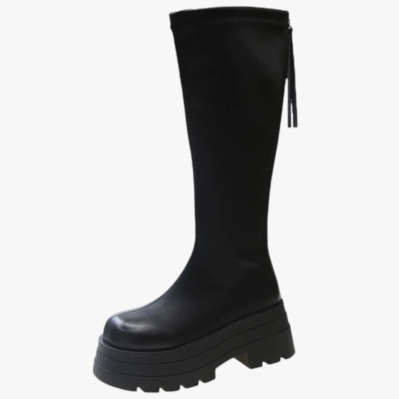 Mina | Stivali Donna Moda Trendy con Zip, Suola Spessa & Comfort Extra sopra il Ginocchio - Nero - Boots & Shoes shoes shoes for women - Concept Palermo
