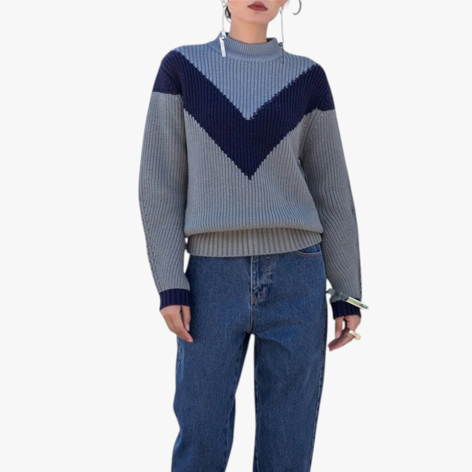 Manilyn | Calore avvolgente - Maglione in alpaca blu lavorato a maglia grossa - - Sweater sweater women sweaters & cardigans - Concept Palermo