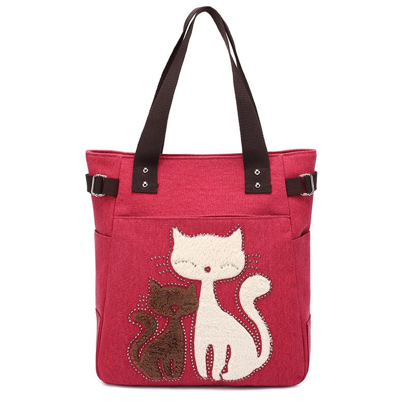 Borsa in tela Cat ricamata - - Bags - Concept Palermo