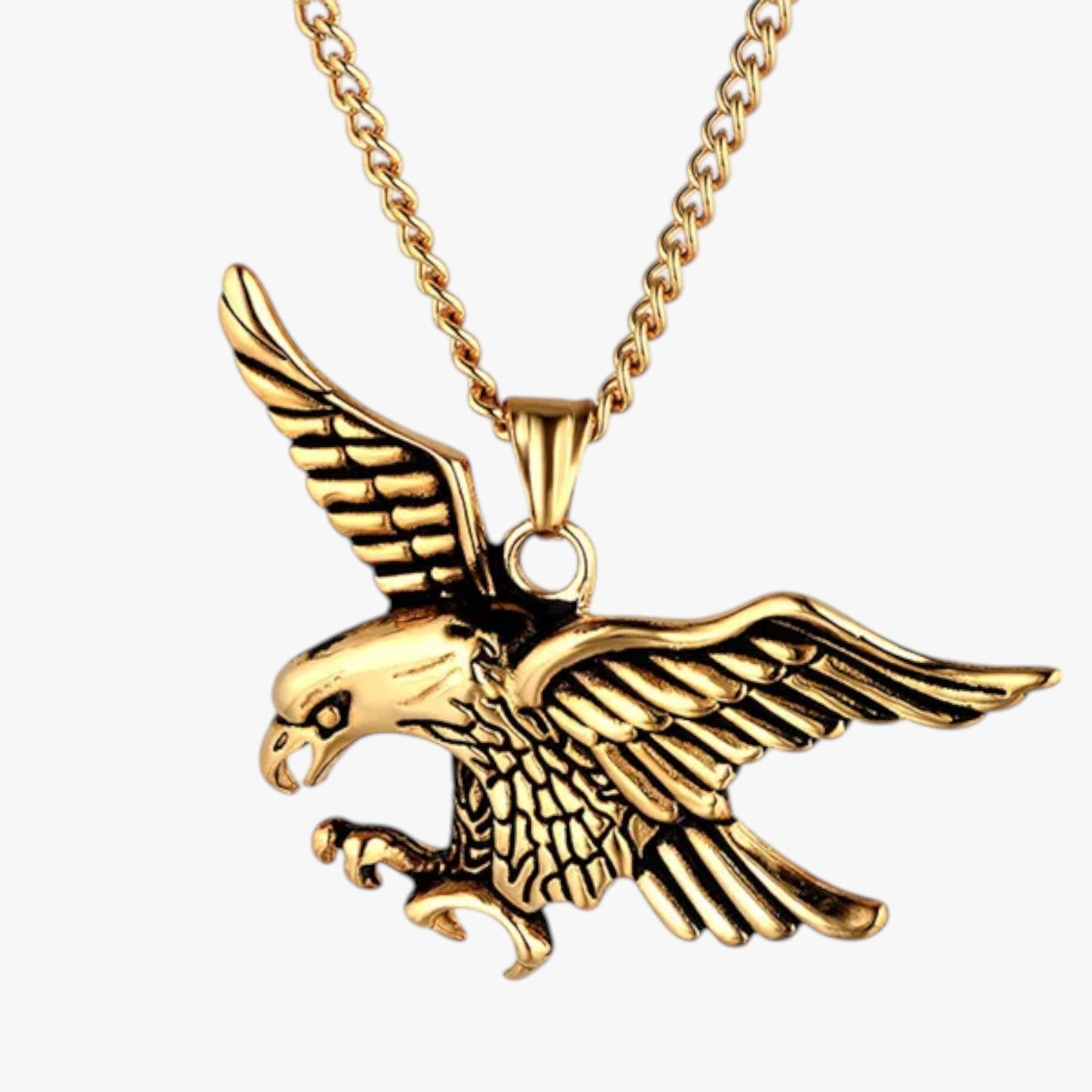 Emanuel | Collana aquila punk in acciaio - Colore Oro - necklace necklace for men NECKLACES - Concept Palermo