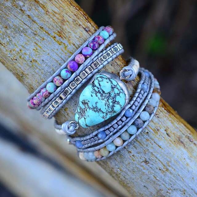 Bracciale avvolgente protettivo turchese Helende - Turchese - BRACELET FOR WOMEN BRACELETS bracelets for women Jewelry - Concept Palermo