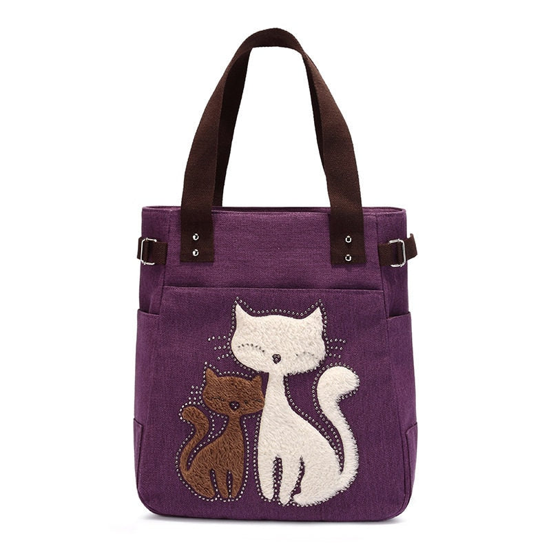 Borsa in tela Cat ricamata - - Bags - Concept Palermo
