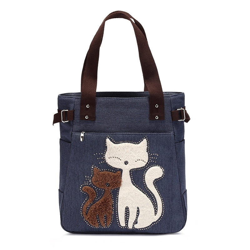 Borsa in tela Cat ricamata - - Bags - Concept Palermo
