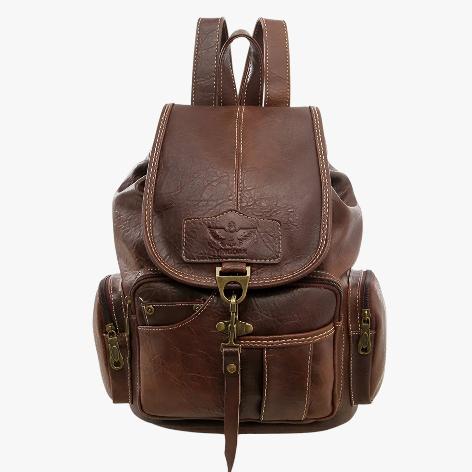 Brielle | Zaino scolastico vintage spazioso in pelle PU nera - Marrone scuro - Backpacks Bags women bags Women's handbags - Concept Palermo