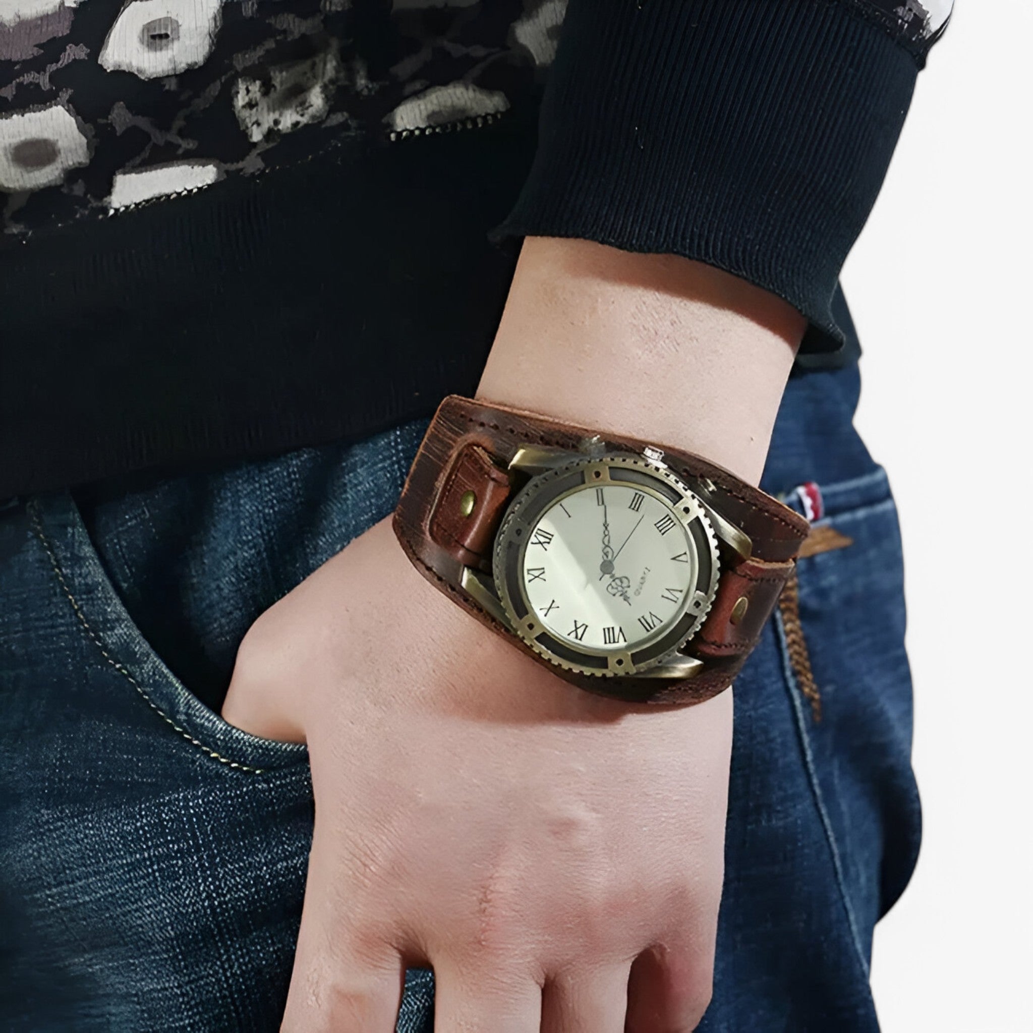 Marius | Orologio Vintage in Pelle con Numeri Romani - - - Concept Palermo