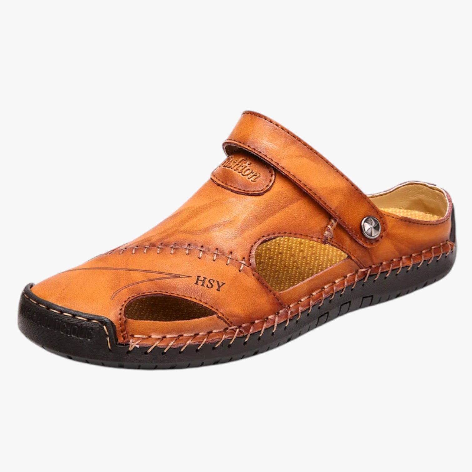 Walter | Sandali Estivi Uomo in Pelle Stile Romano, Comodi e Resistenti all’Acqua - Giallo Marrone - breathable sandals fashion sandals walking sandals - Concept Palermo