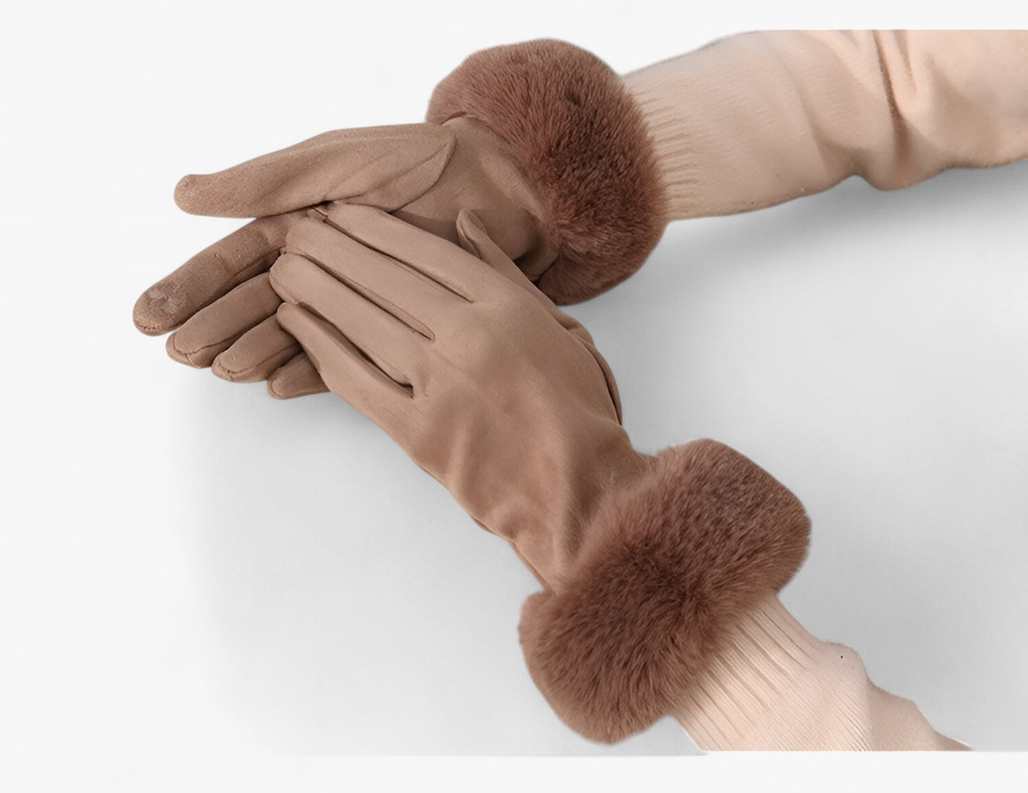 Helena | Guanti Touchscreen in camoscio caldo con pelliccia sintetica - - gloves winter gloves womens fasion - Concept Palermo