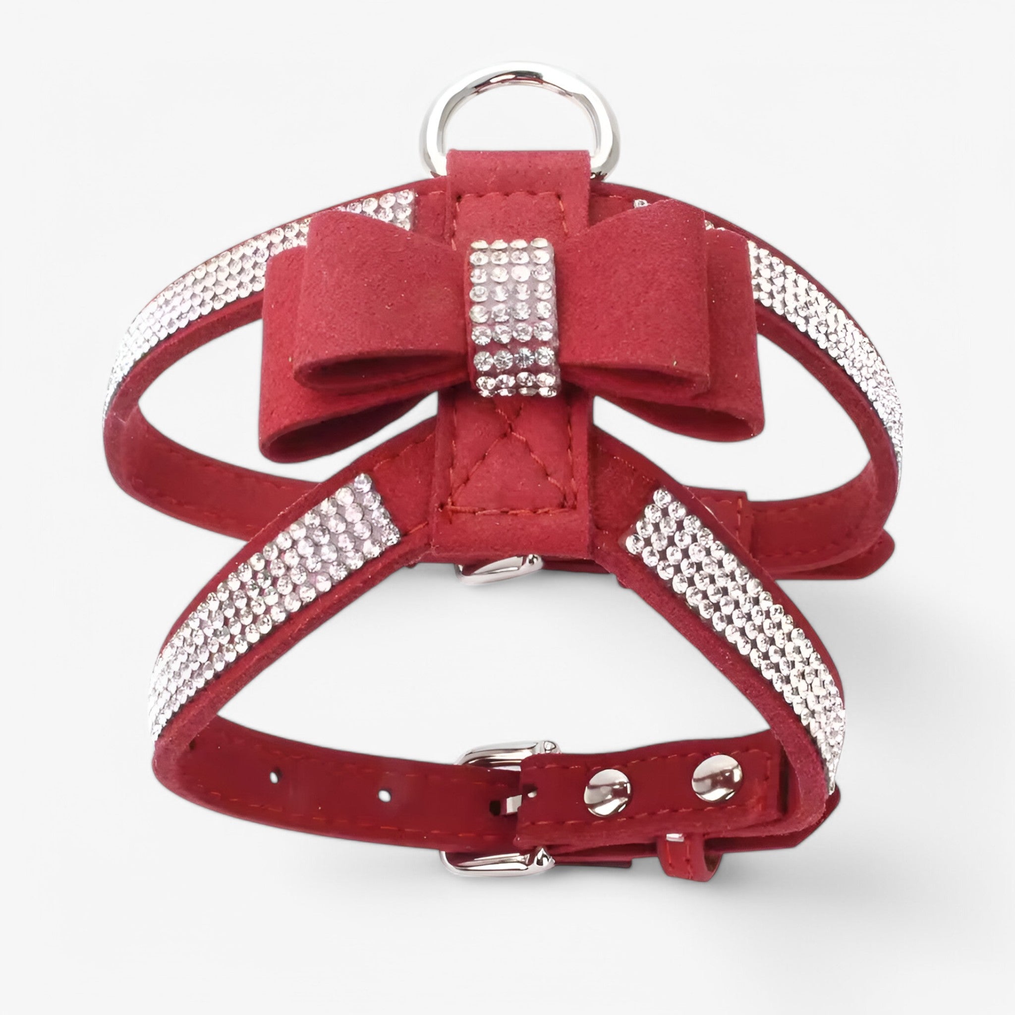 Bella | Pettorina in velluto con fiocco e strass - Rosso - - Concept Palermo