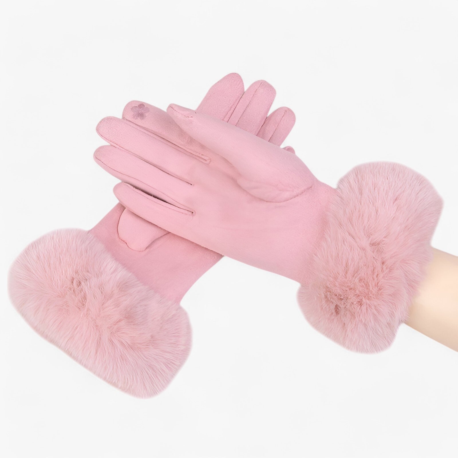 Helena | Guanti Touchscreen in camoscio caldo con pelliccia sintetica - Rosa Taglia unica - gloves winter gloves womens fasion - Concept Palermo