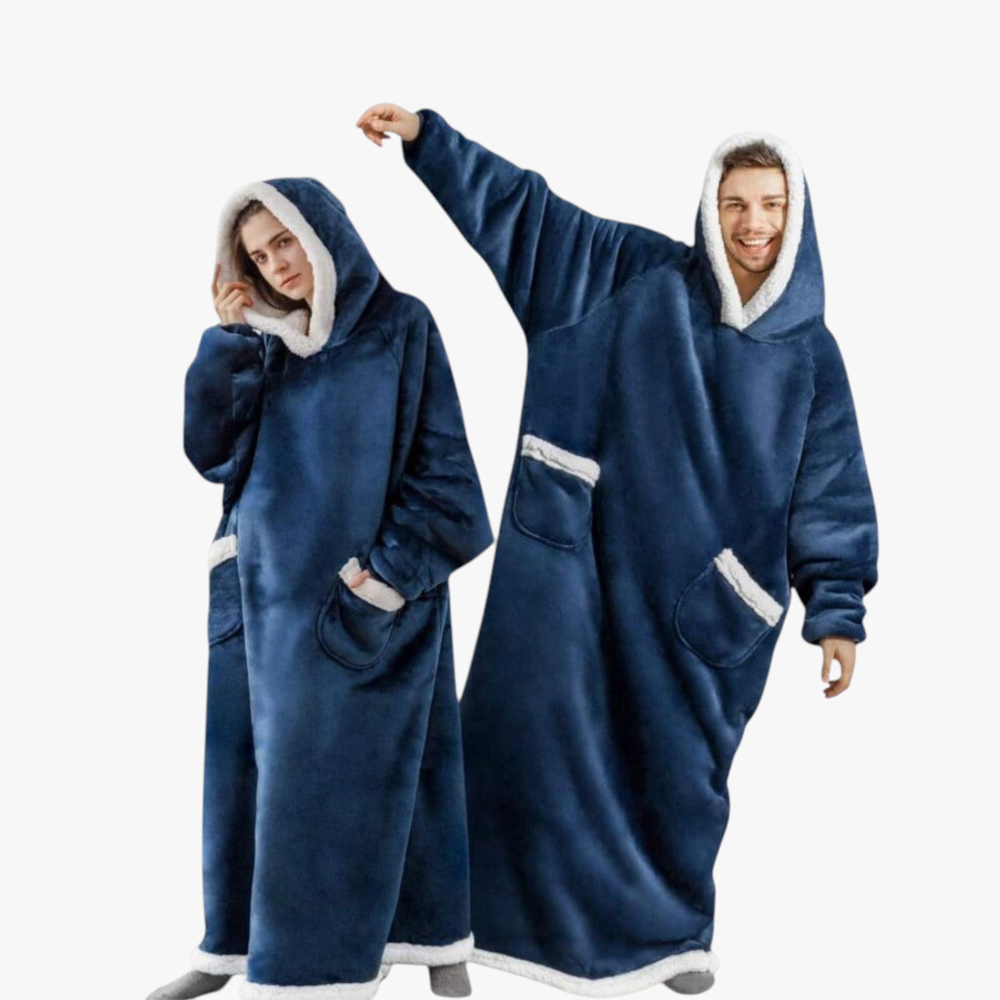 Coperta con Cappuccio Morbida e Reversibile - Blu scuro - accessori campeggio casa comfort coperta calda coperta con cappuccio coperta lavabile coperta morbida coperta reversibile copertura sportiva felpa coperta relax domestico - Concept Palermo