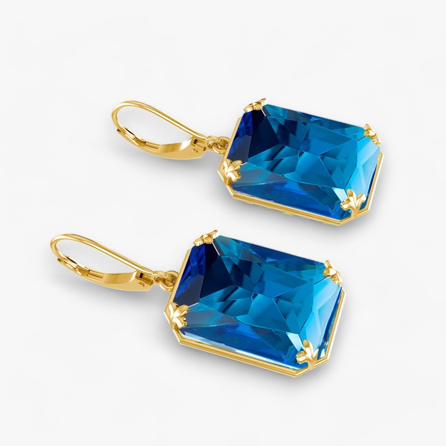 Amelia | Orecchini a Pendente in Topazio Blu – Oro e Argento Sfolgorante - - Accessories Jewelry EARRINGS - Concept Palermo