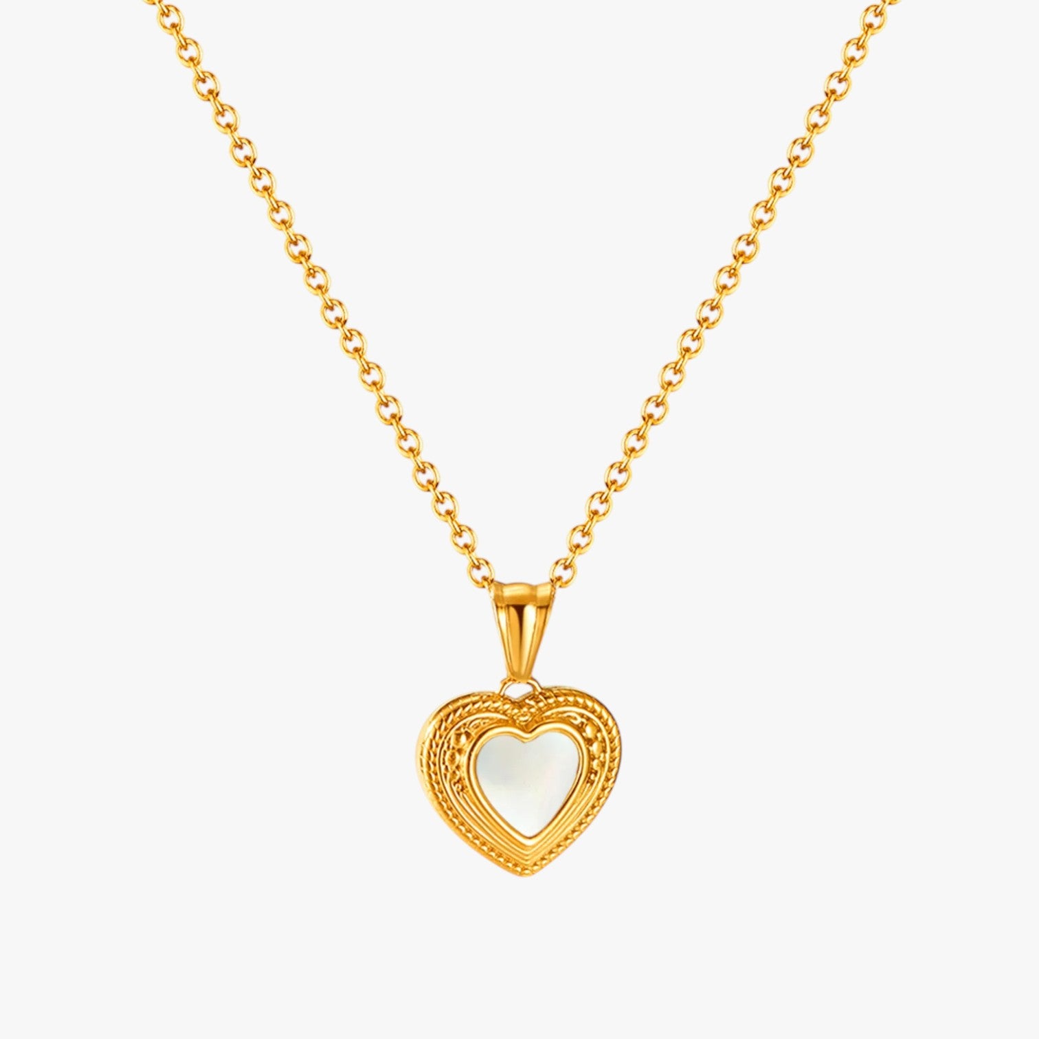 Marilyn | Collana a forma di cuore in madreperla e acciaio inossidabile - - elegant womens necklaces necklace Necklaces for Women Pendant Necklaces - Concept Palermo