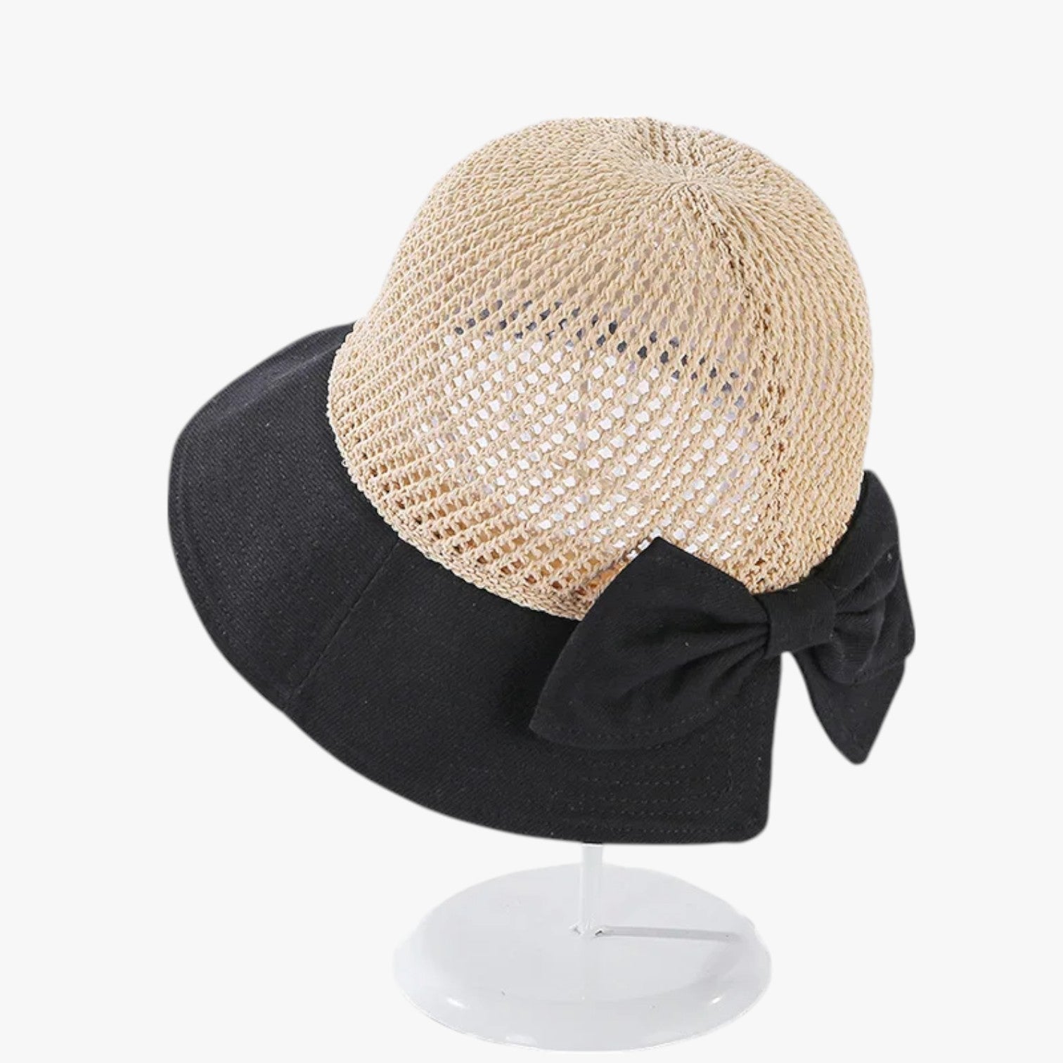 Jesse | Cappello estivo all’uncinetto con fiocco pieghevole e traspirante - nero 56-58cm - hat Hat for girls hats summer hat sun hat women hat - Concept Palermo